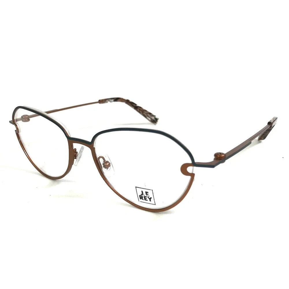 J. F. Rey Eyeglasses Frames JF2969 2090 Brown Rust Blue Wire Rim 51-17-143
